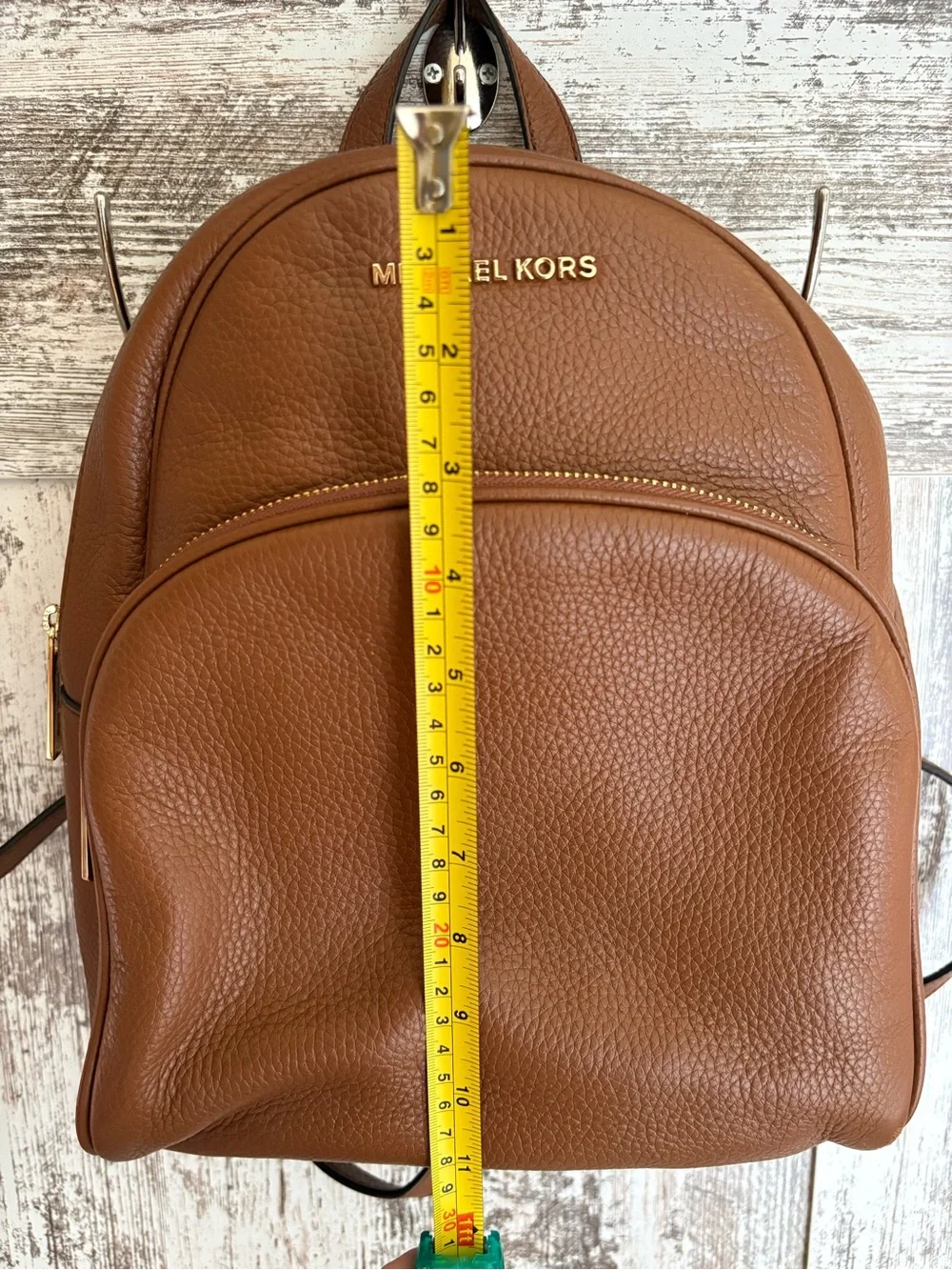 Michael Kors Tan Pebbled Leather Backpack with Gold Logo